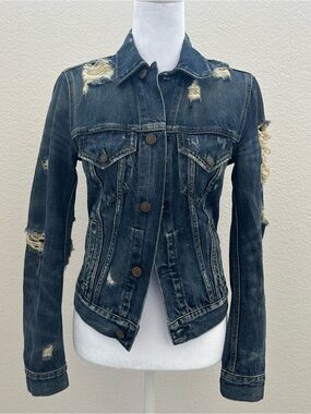 Ralph Lauren Distressed Dark Wash Denim Jacket - Woman’s